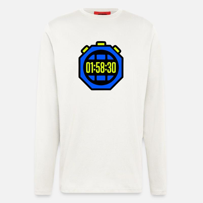Stoppuhr Bestzeit Halbmarathon - Langarmshirt - made by SPREAD  - OFF WHITE