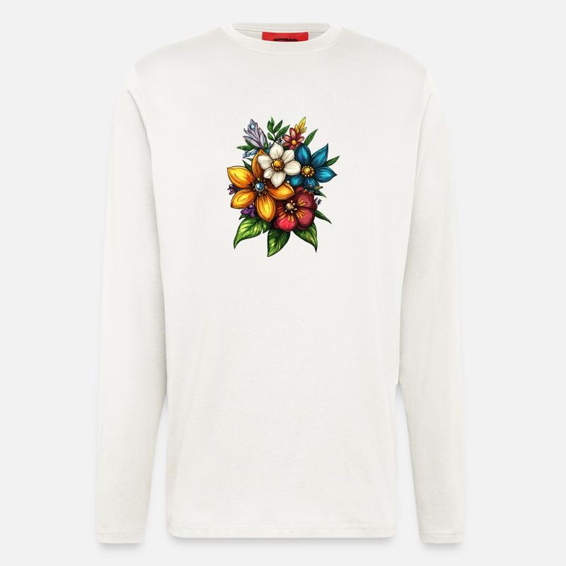 Blumenstrauß Farbexplosion - Langarmshirt - made by SPREAD  - OFF WHITE