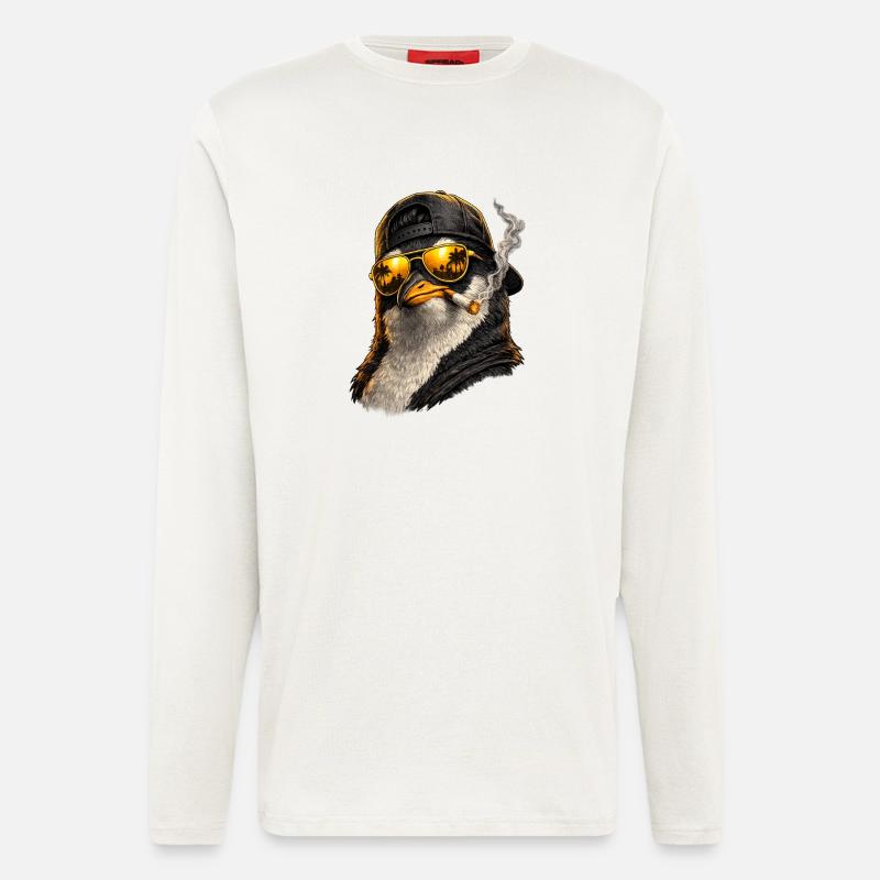 Sun penguin with palm tree reflection - Longsleeve - made by SPREAD  - OFF WHITE