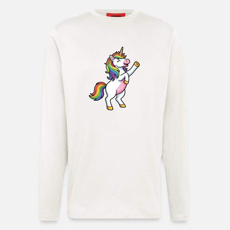 Regenbogen-Einhorntanz - Langarmshirt - made by SPREAD  - OFF WHITE
