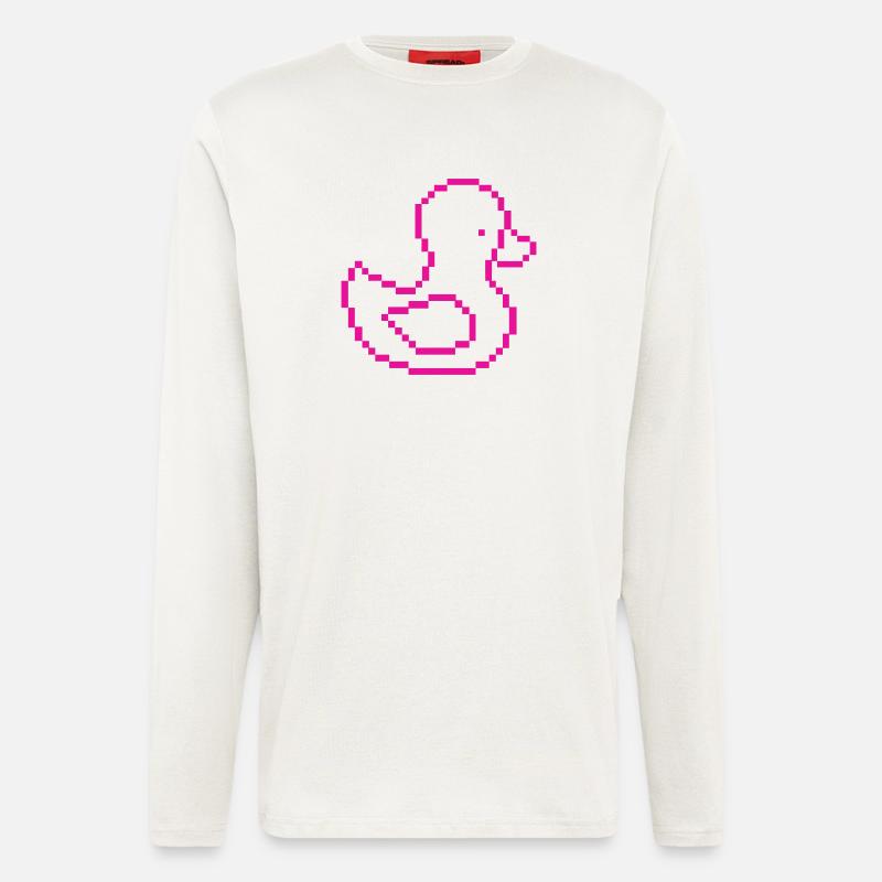 Pixelente Pink Muster - Langarmshirt - made by SPREAD - OFF WHITE