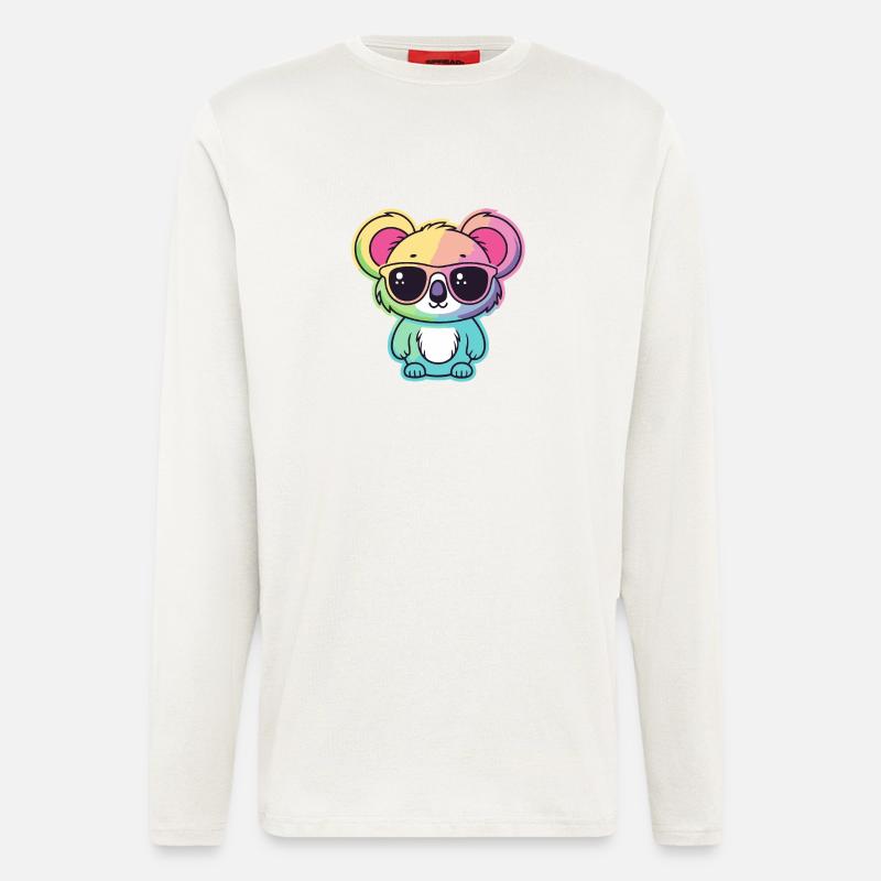 Regenbogen-Neon-Koala mit Brille - Langarmshirt - made by SPREAD - OFF WHITE