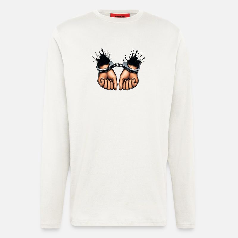 Gefesselte Hände Rebellion Design - Langarmshirt - made by SPREAD - OFF WHITE