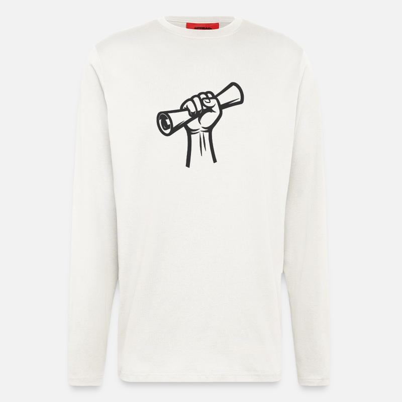Erhobene Faust auf der Rolle - Langarmshirt - made by SPREAD  - OFF WHITE