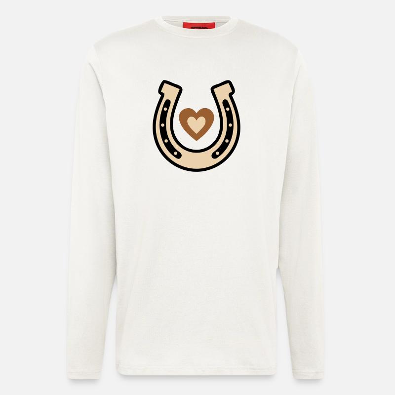 Hufeisen Herz Glücksbringer Reiten - Langarmshirt - made by SPREAD  - OFF WHITE