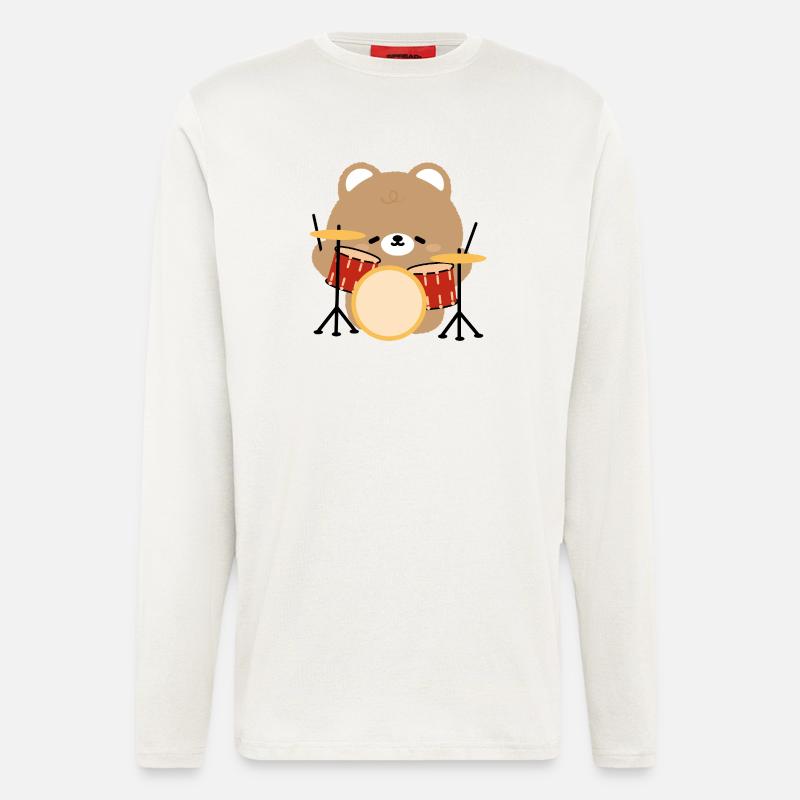 Bear Drummer Pop Art - Longsleeve - made by SPREAD  - OFF WHITE
