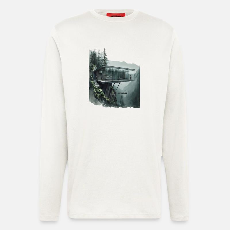 CLIFFHANGER – Moderne Architektur Glasvilla - Langarmshirt - made by SPREAD  - OFF WHITE