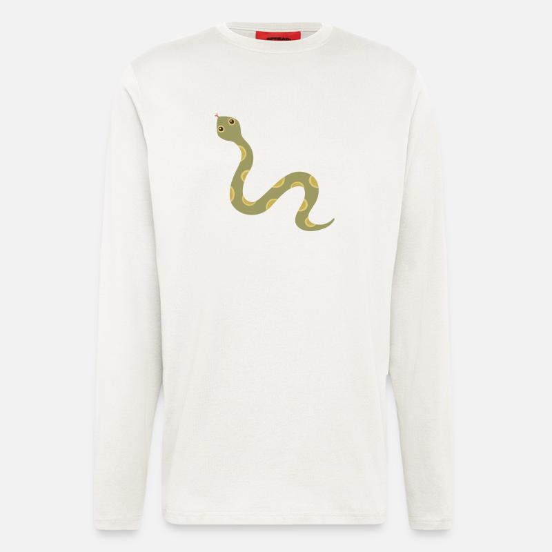 Olive Patterned Snake Illustration - Longsleeve - made by SPREAD  - OFF WHITE