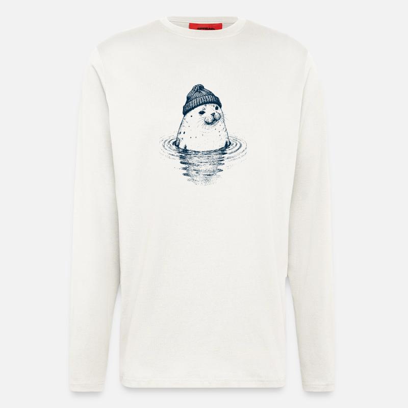 Robbe mit Mütze - Langarmshirt - made by SPREAD  - OFF WHITE