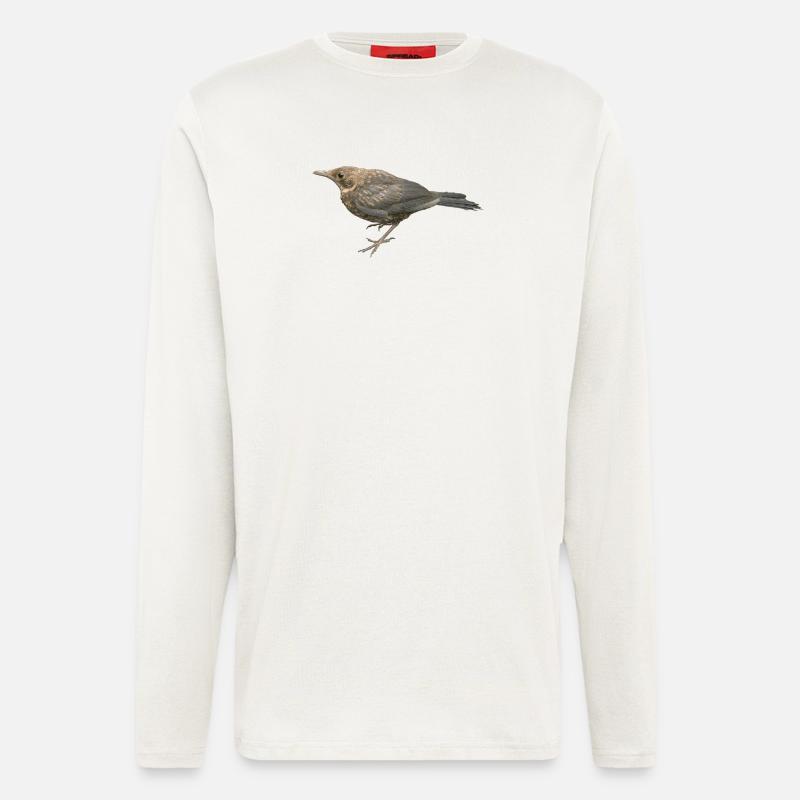 Amsel Jungvogel - Langarmshirt - made by SPREAD  - OFF WHITE