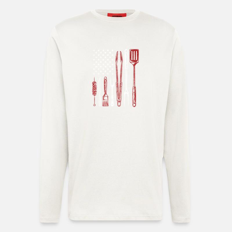 BBQ Grill Tools US Flag Pitmaster - Longsleeve - made by SPREAD - OFF WHITE