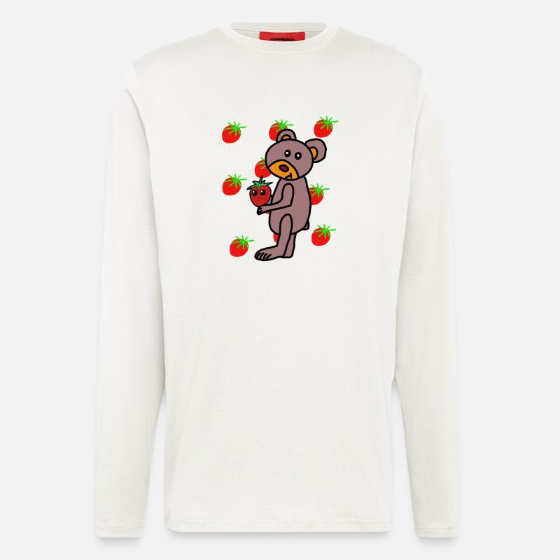 Teddy Teddybär Erdbeere Erdbeeren Kind - Langarmshirt - made by SPREAD  - OFF WHITE