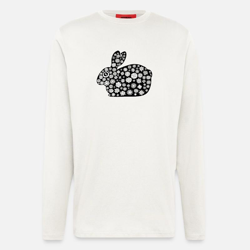 Black rabbit floral pattern - Longsleeve - made by SPREAD  - OFF WHITE