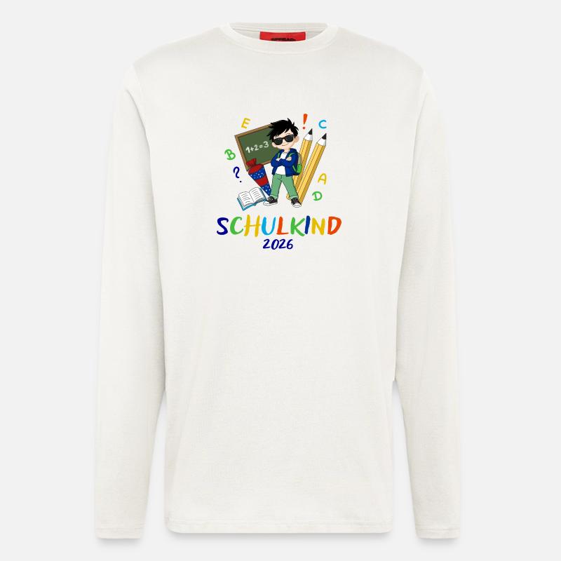 Schulkind 2026 bunt - Langarmshirt - made by SPREAD  - OFF WHITE