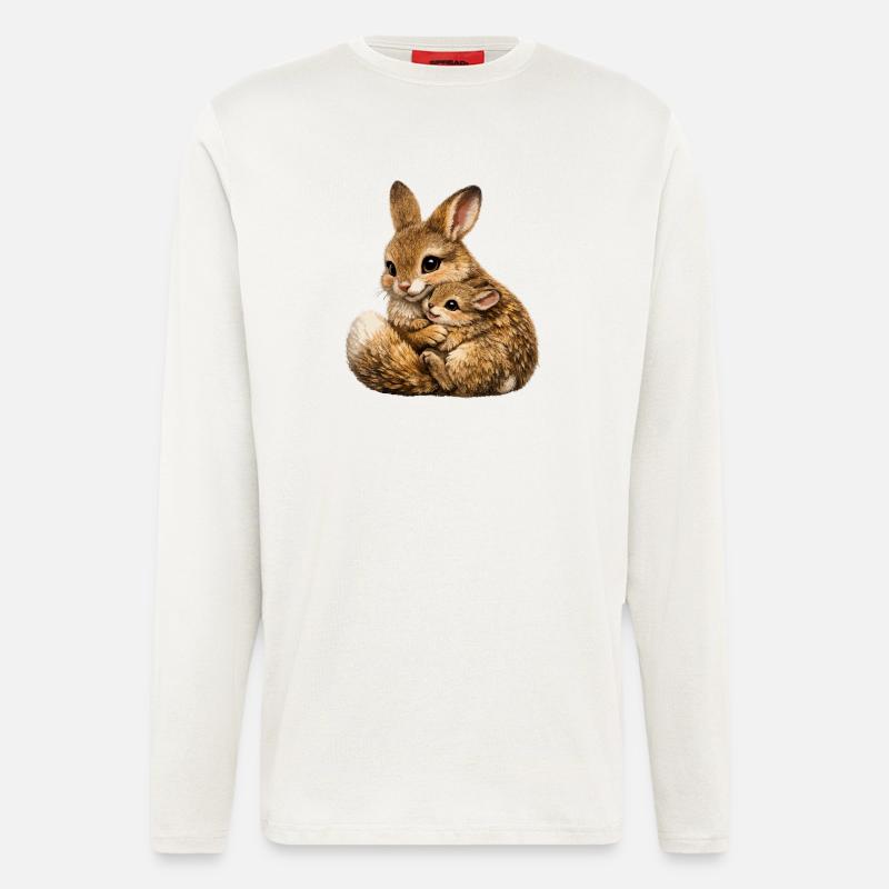 Hare hug mother and cub - Longsleeve - made by SPREAD - OFF WHITE