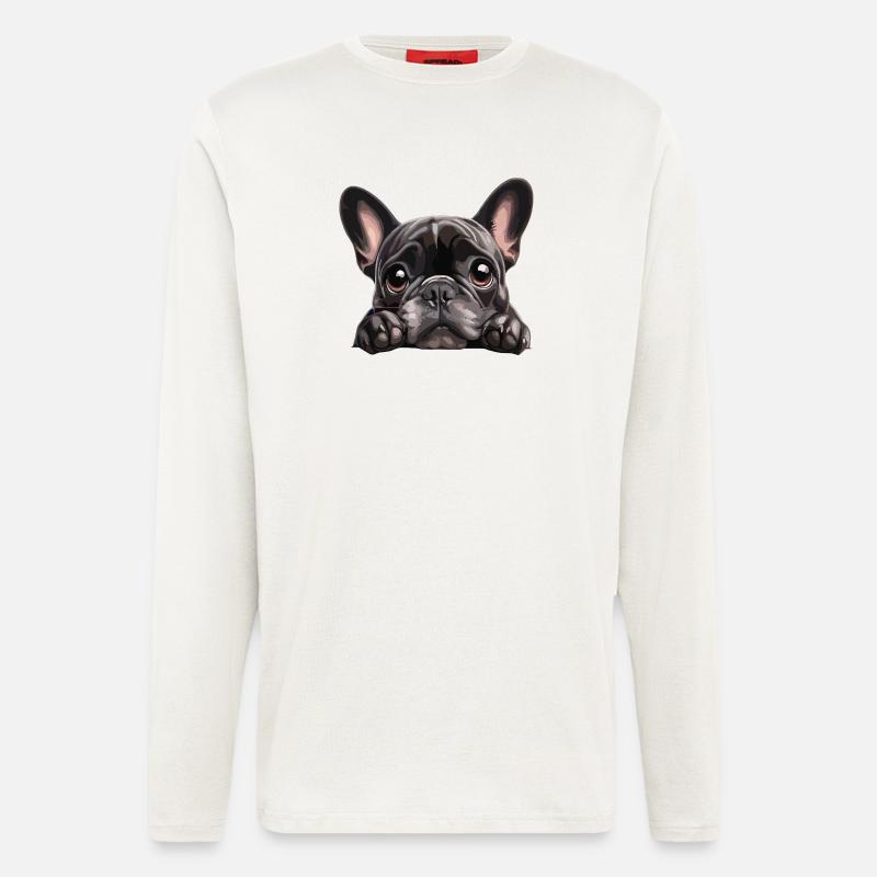 Cuddly Buldog Eye-Catching Graphic - Longsleeve - made by SPREAD  - OFF WHITE