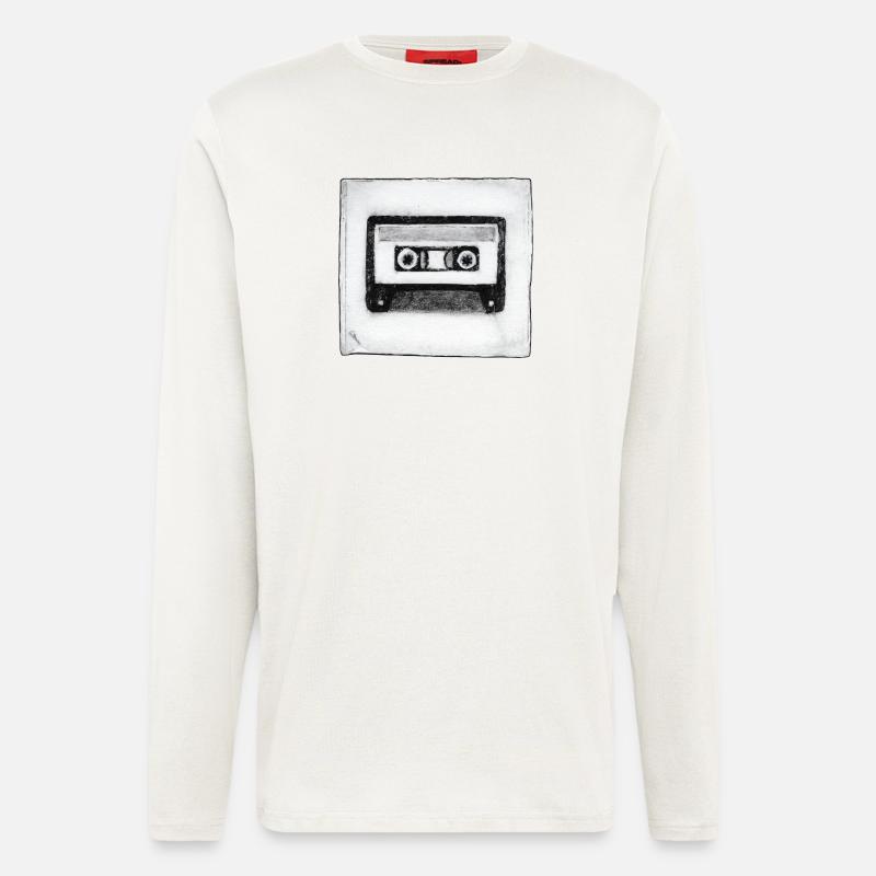 Kassette - handgeschnitzte Druckvorlage - Langarmshirt - made by SPREAD - OFF WHITE