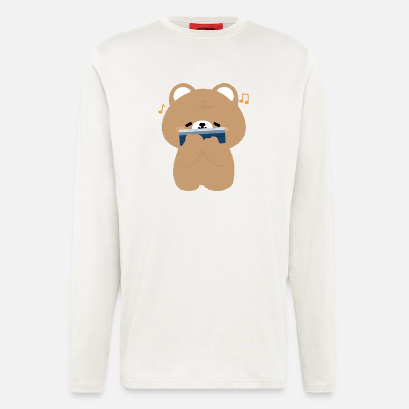 Brown Bear Harmonica - Manches longues bio décontracté fabriqué en UE - OFF WHITE