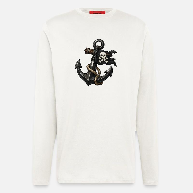 Pirate Anchor with Skull - Longsleeve - made by SPREAD  - OFF WHITE
