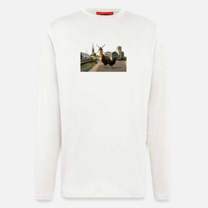 Marans, Stadthähne an der Mühle - Langarmshirt - made by SPREAD  - OFF WHITE