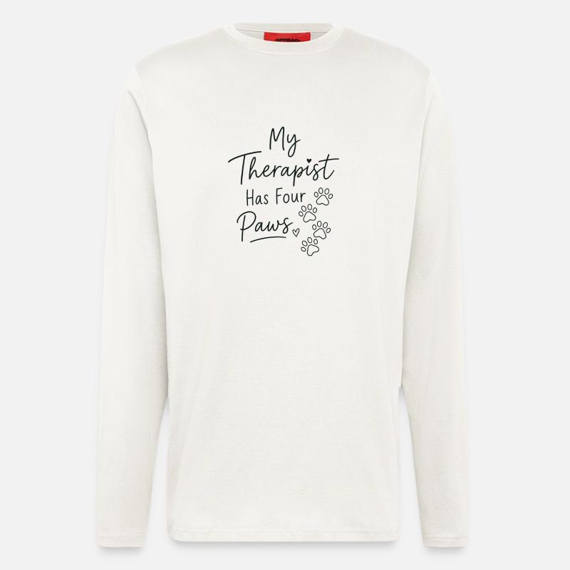 Vier Pfoten Therapiebegleiter - Langarmshirt - made by SPREAD  - OFF WHITE
