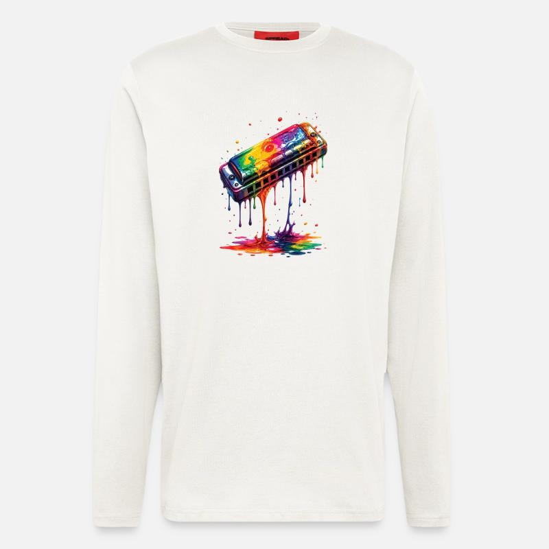 Harmonica with dripping paint - Longsleeve - made by SPREAD  - OFF WHITE
