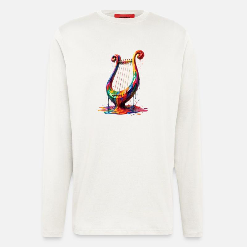 Leier mit tropfender Farbe - Langarmshirt - made by SPREAD  - OFF WHITE
