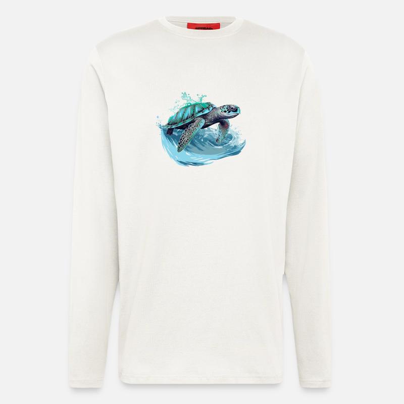 Neon Sea Turtle Wave Dance - Longsleeve - made by SPREAD  - OFF WHITE