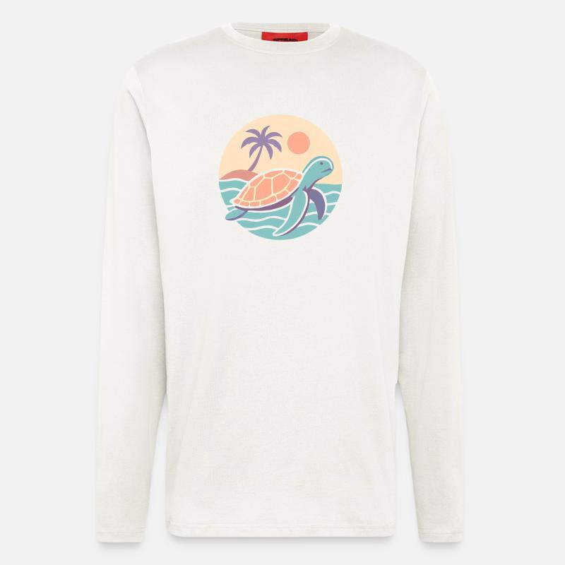 Retro turtle on the beach - Longsleeve - made by SPREAD - OFF WHITE