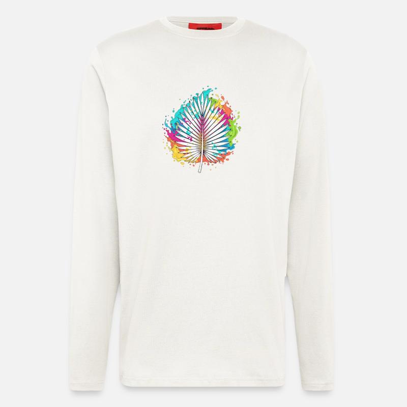 Bunte Palmenfächer Farbexplosion - Langarmshirt - made by SPREAD  - OFF WHITE