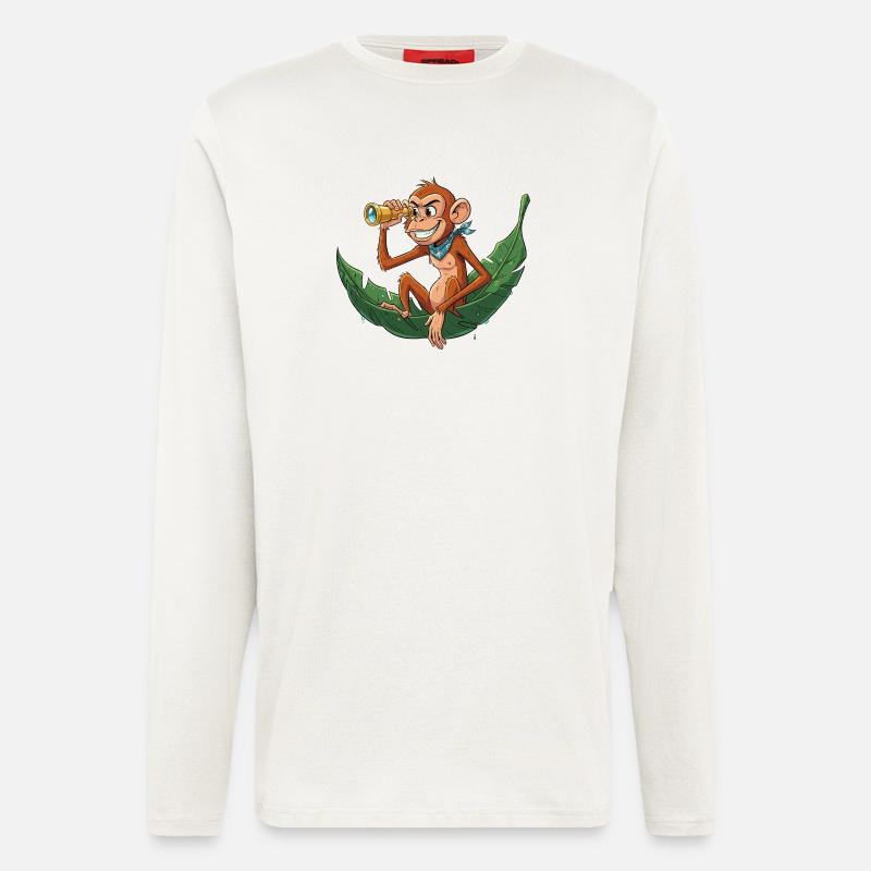 Adventure monkey with telescope - Longsleeve - made by SPREAD  - OFF WHITE