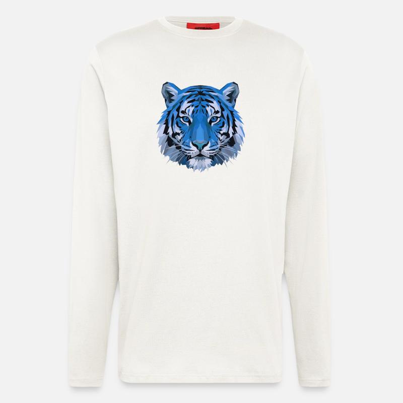 Blue Polygon Tiger Head - Longsleeve - made by SPREAD  - OFF WHITE