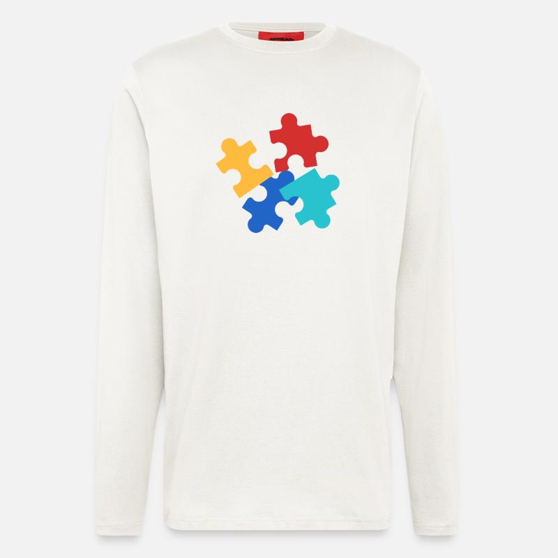 Bunte Puzzleteile Collage - Langarmshirt - made by SPREAD  - OFF WHITE
