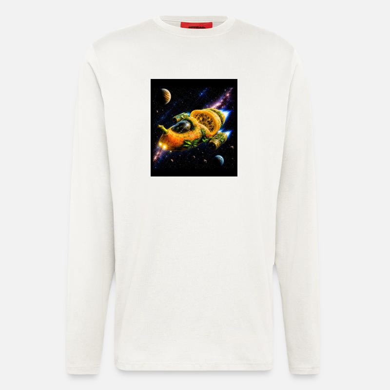 Aventure spatiale Citrus - Manches longues bio décontracté fabriqué en UE - OFF WHITE
