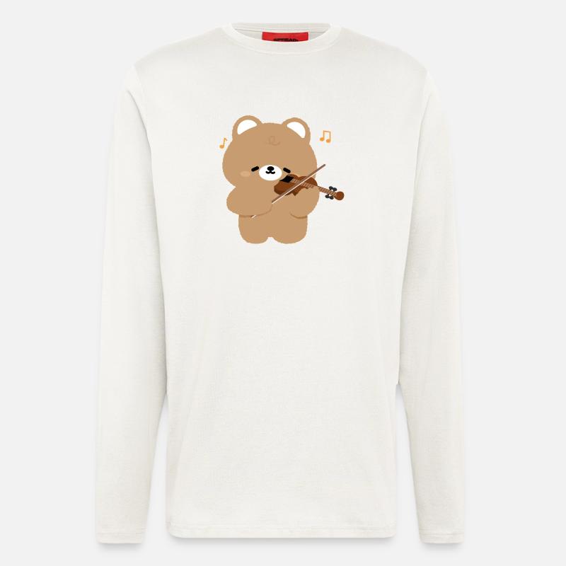 Bear Violinist Charm - Longsleeve - made by SPREAD - OFF WHITE