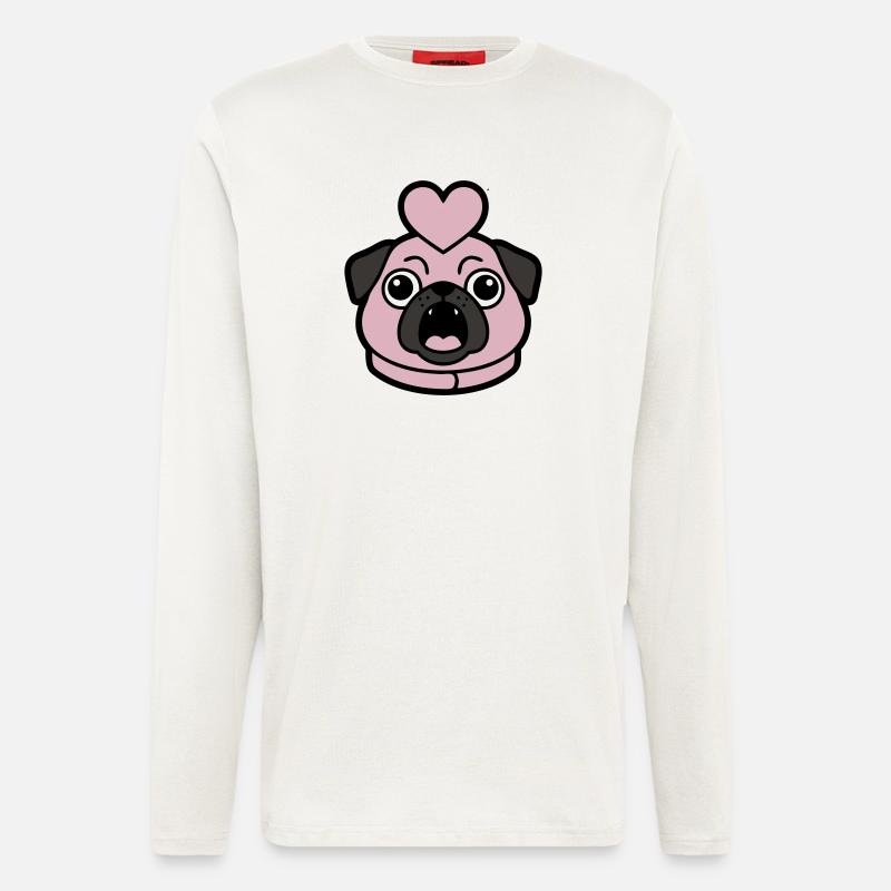 Pug Dog Heart Love Bark - Longsleeve - made by SPREAD  - OFF WHITE
