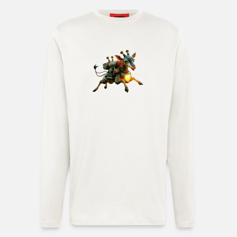 Steampunk-Giraffen-Beleuchtetes Herz - Langarmshirt - made by SPREAD  - OFF WHITE