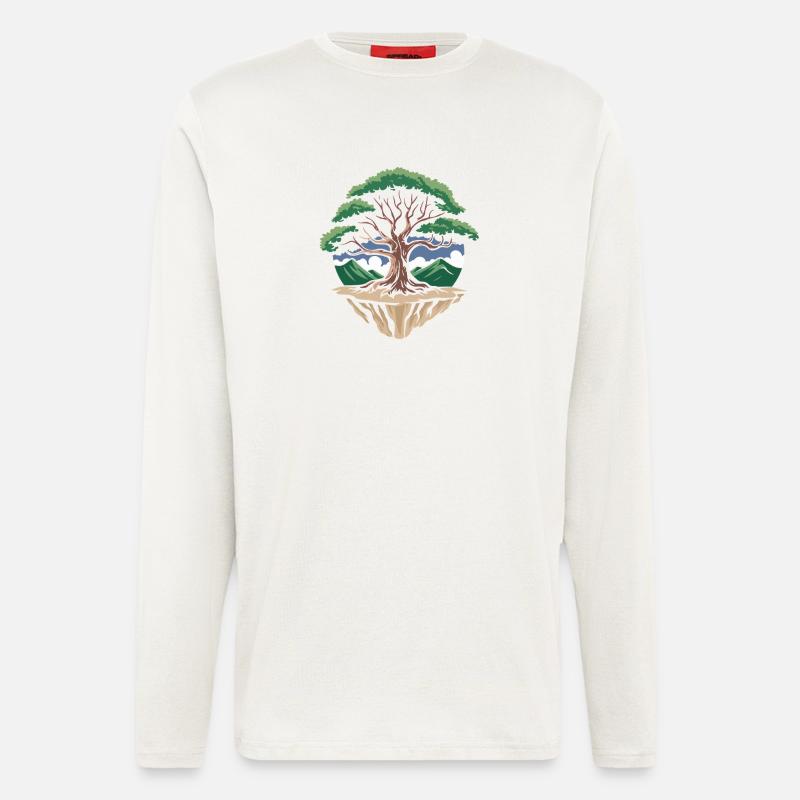 Tree Island Circle Landscape - Longsleeve - made by SPREAD  - OFF WHITE