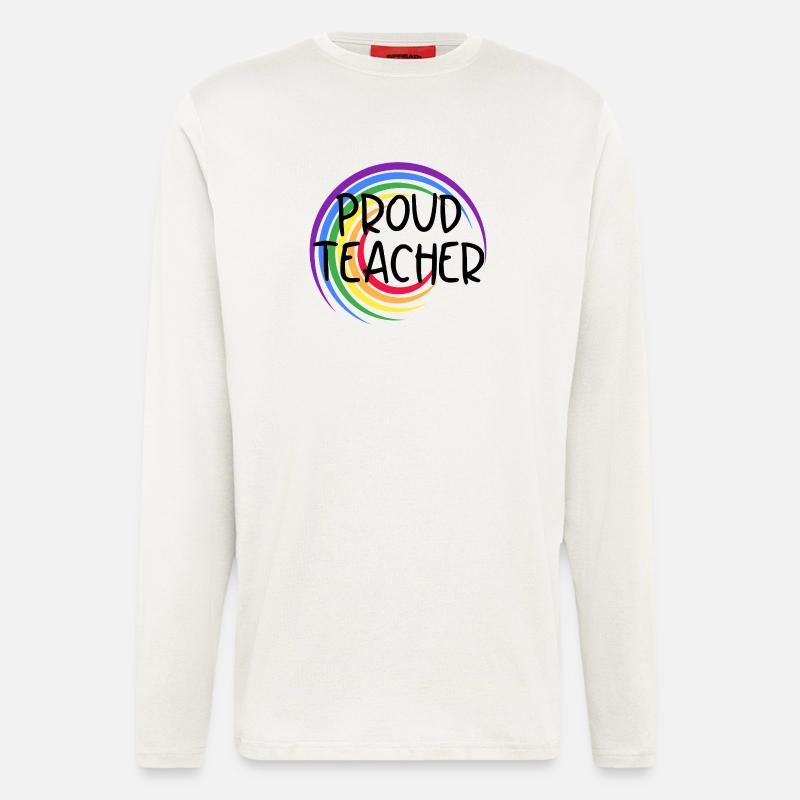 Stolzer Lehrer LGBTQ Pride Regenbogendesign - Langarmshirt - made by SPREAD  - OFF WHITE
