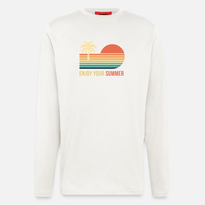Sunset Retro Palme - Langarmshirt - made by SPREAD - OFF WHITE