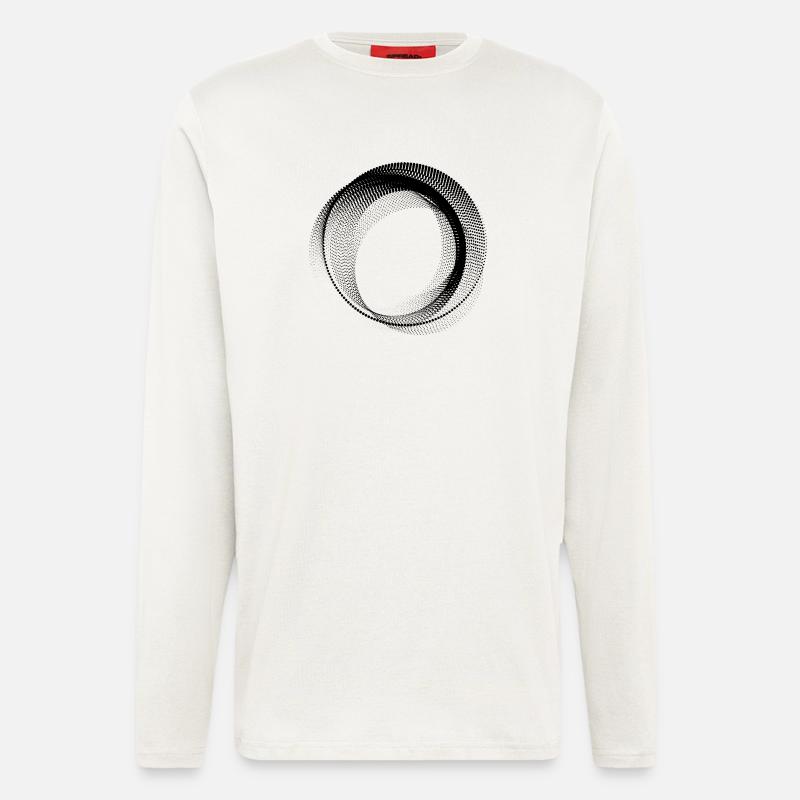 Forme circulaire abstraite - Manches longues bio décontracté fabriqué en UE - OFF WHITE