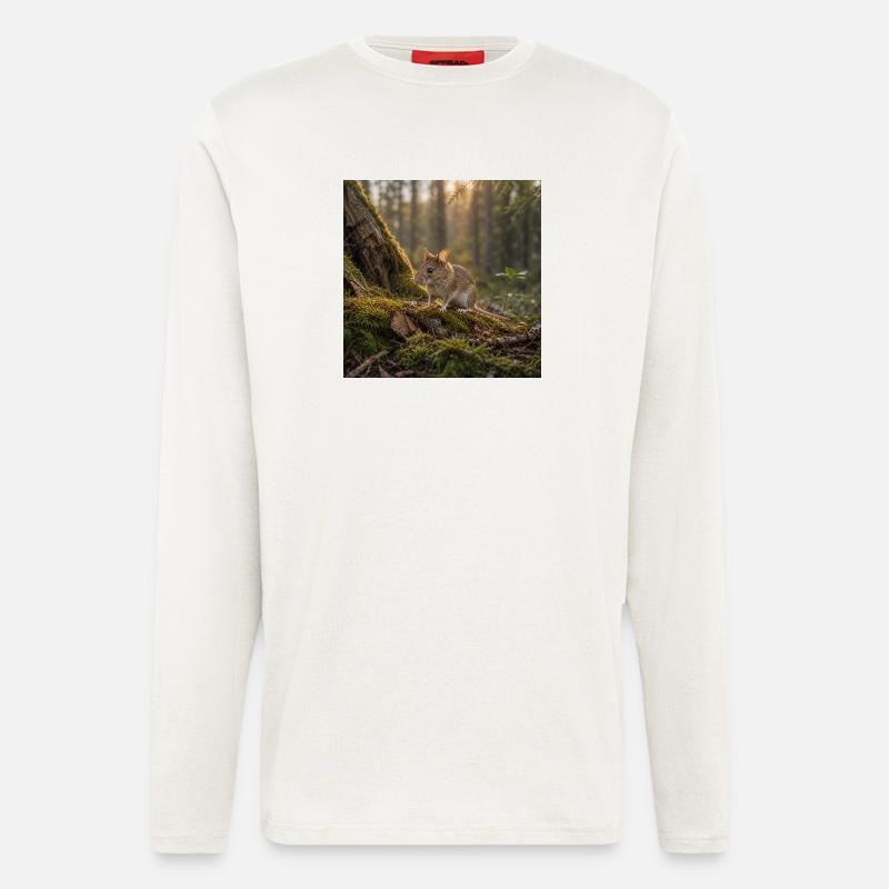 Waldmaus / Maus in der Abendsonne - Langarmshirt - made by SPREAD  - OFF WHITE