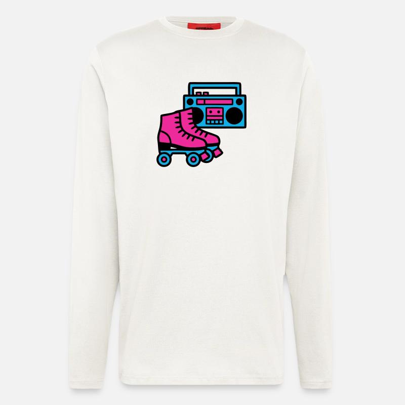 Rollschuhe Boombox 80er Retro - Langarmshirt - made by SPREAD - OFF WHITE