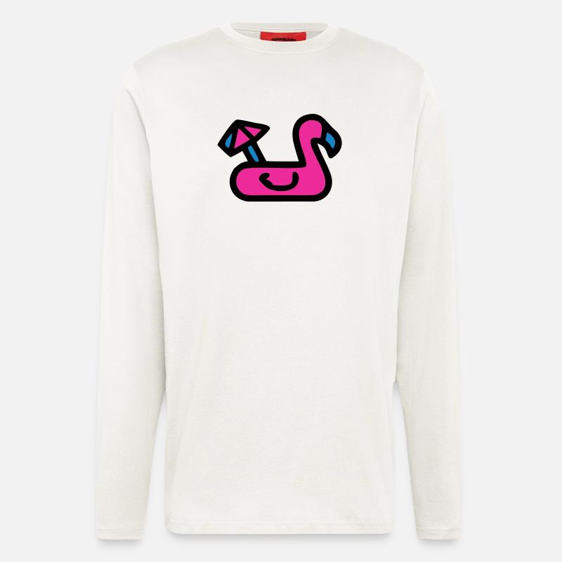 Flamingo Luftmatratze Retro - Langarmshirt - made by SPREAD - OFF WHITE