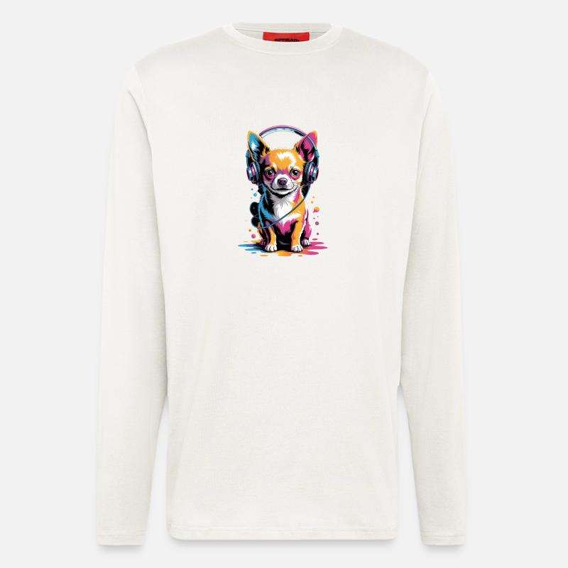 Chihuahua Kopfhörer - Langarmshirt - made by SPREAD  - OFF WHITE