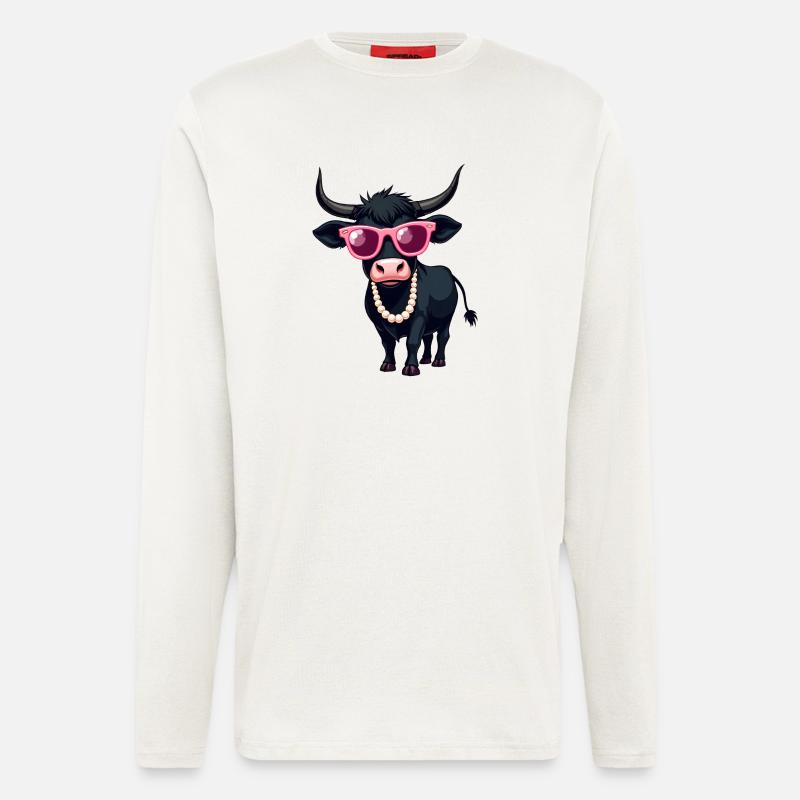 Schwarze Kuh - Langarmshirt - made by SPREAD - OFF WHITE