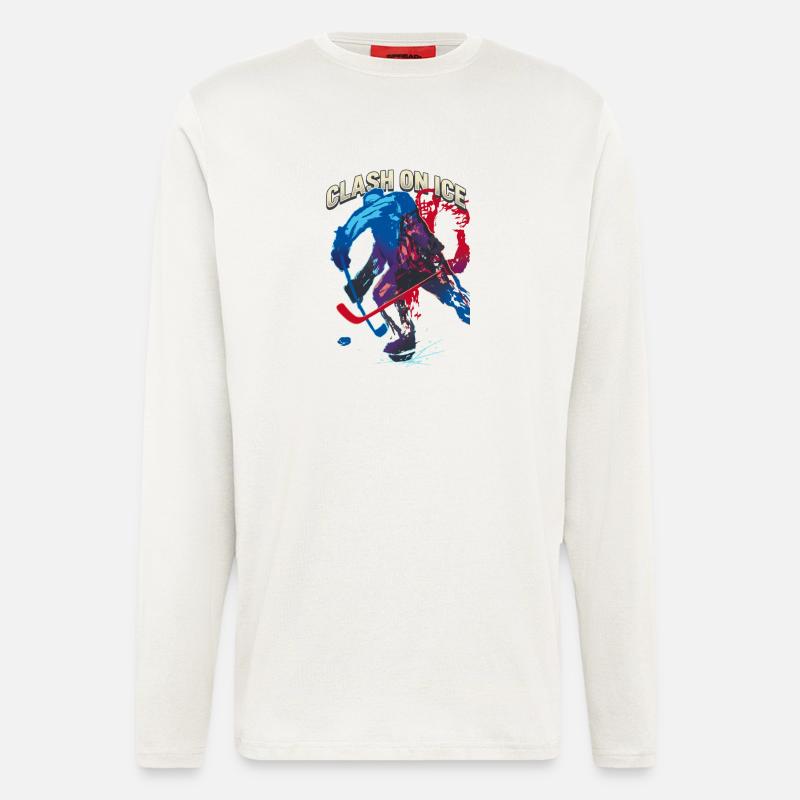 Retro Eishockeyspieler Clash  - Langarmshirt - made by SPREAD  - OFF WHITE