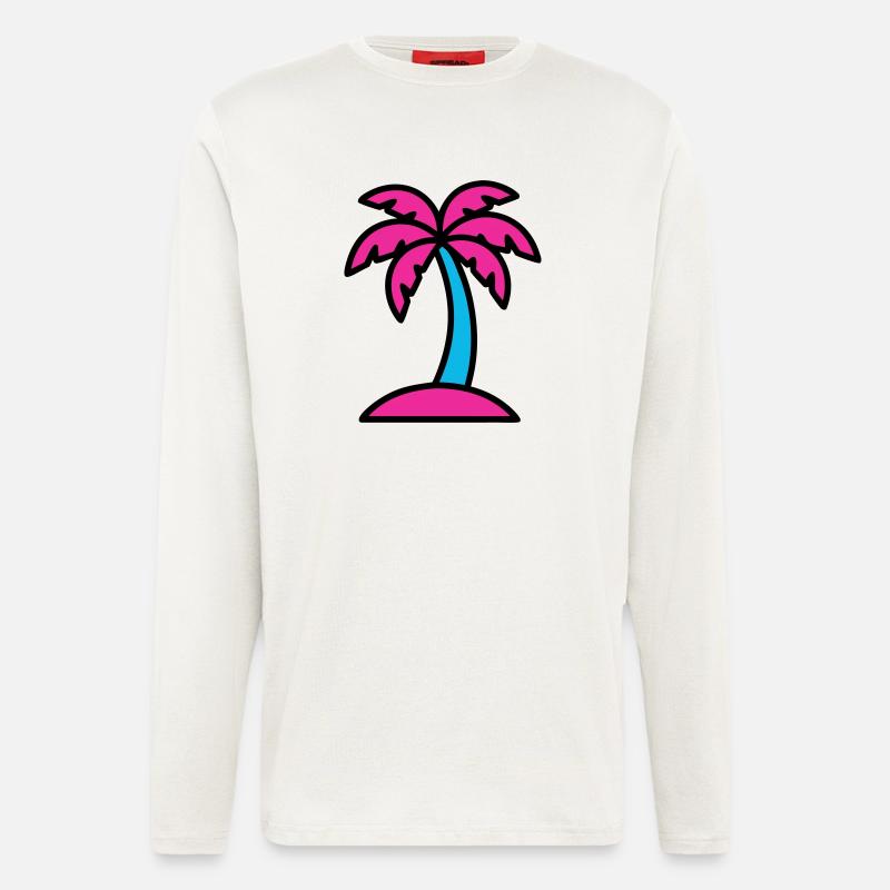 Neon Palm Tree 90s Vaporwave - Longsleeve - made by SPREAD  - OFF WHITE