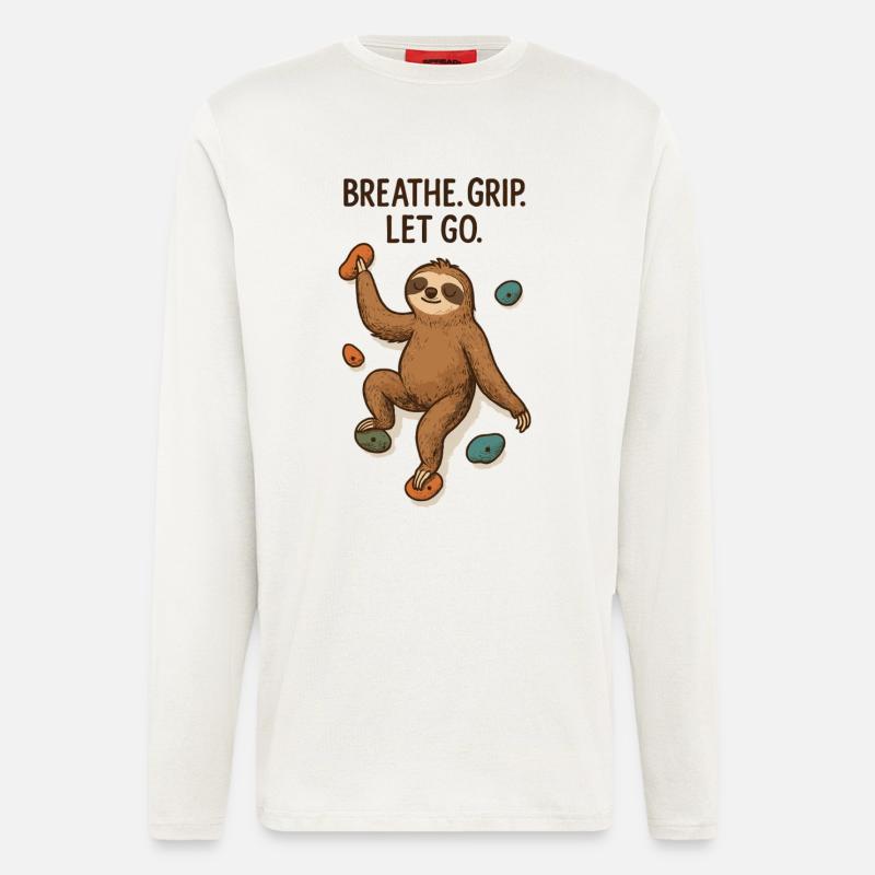 Zen Sloth: Grip Let Go Climbing - Longsleeve - made by SPREAD - OFF WHITE