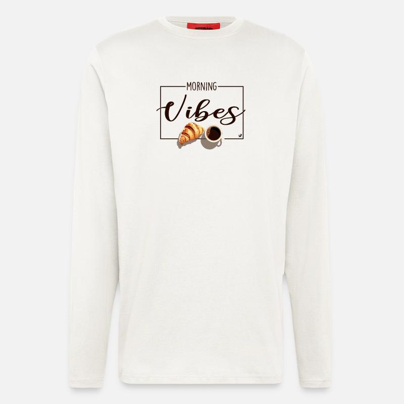 Tasse Kaffee & Croissant - Langarmshirt - made by SPREAD - OFF WHITE
